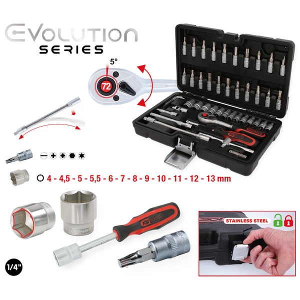 Steckschlüsselsatz Evolution Series mit Knarre und Bits