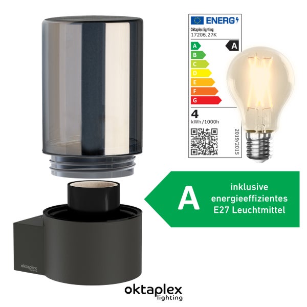 Puno Aluminium Außenlampe E27 warmweiß 806lm LED Wandleuchte außen IP44 anthrazit Wandlampe für Terrasse Balkon Flur Eingänge