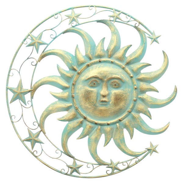 FRANK FLECHTWAREN | Wanddeko Sonne, Mond & Sterne, 46 x 1 x 47 cm, METALL