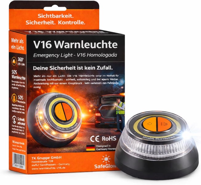 V16 Warnleuchte mit Verpackung