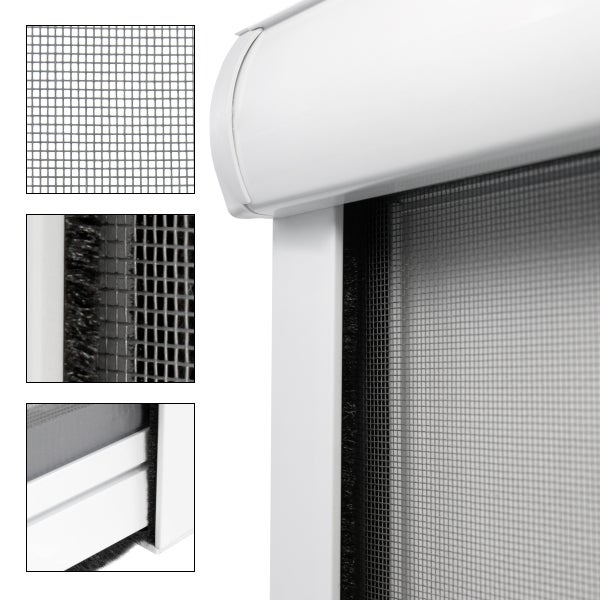 ECD Germany Fliegengitter Insektenschutzrollo für Fenster - Weiß - Witterungsbeständig - 130 x 160 cm - Fiberglas Fliegengitternetz - Insektenschutz Insektenschutztür Fensterrollo Mückenschutz Schutz