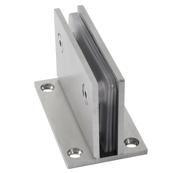 Glasklemmhalter für Ganzglastüren mit Bodenplatte aus Metall