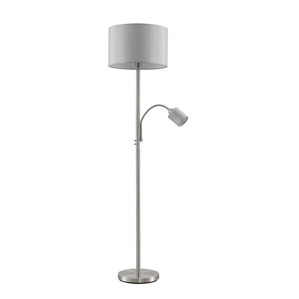 Lindby Stehlampe Colima (Modern) in Alu aus Metall (2 flammig, E27) - Textil Stehleuchte Floor Lamp Standleuchte Wohnzimmerlampe Wohnzimmerleuchte