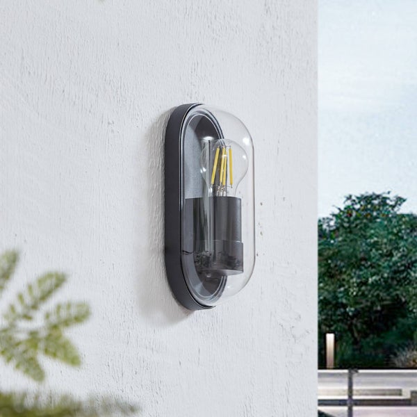Lucande Wandleuchte außen Serine in Schwarz aus Aluminium (1 flammig, E27) - Außenwandleuchten Wandlampe Led Außenlampe Outdoor für Außenwand/Hauswand Haus Terrasse & Balkon