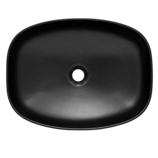 ML-Design Waschbecken aus Keramik Schwarz 505x385x140 mm mit Ablaufgarnitur, Abgerundeten Ecken, Aufsatzwaschbecken, Moderne Waschtisch Waschschale Waschplatz Handwaschbecken, für Badezimmer/Gäste-WC