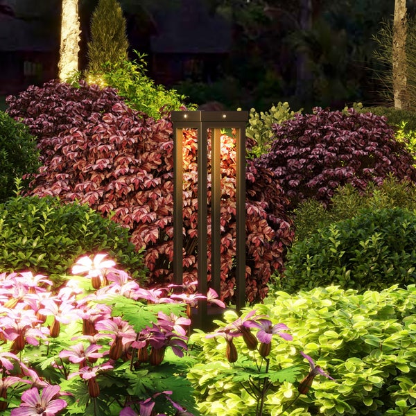 Outsunny Solar Gartenlampe, 12,5cm x 12,5cm x 50cm, Metall, Schwarz