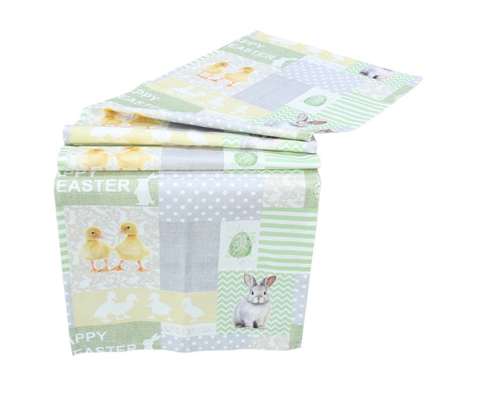 FRANK FLECHTWAREN|Tischläufer Osterpatchwork, 40 x 140 cm, BAUMWOLLE, POLYESTER