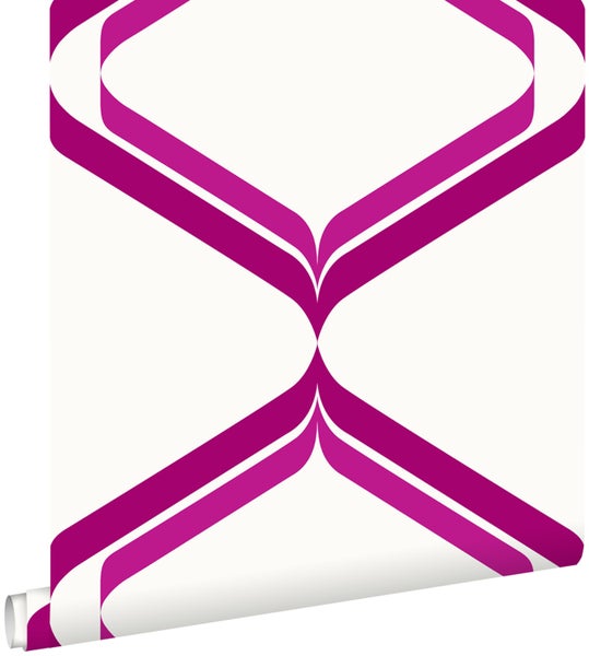 ESTAhome Tapete Retro-Ornamente Rosa und Weiß - 53 cm x 10.05 m - 135443