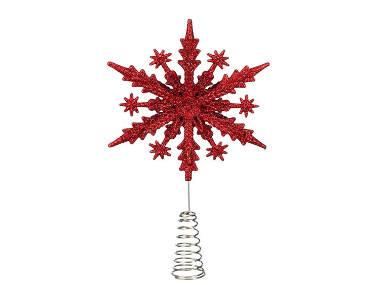 LAALU Weihnachtsbaumspitze Schneeflocke rot Kunststoff 23 cm