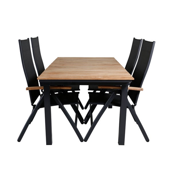 Mexico Gartenset Tisch 90x160/240cm und 4 Stühle L5pos Panama schwarz, natur. 90 X 160 X 74 cm