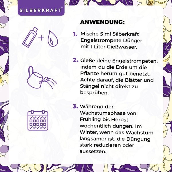 SILBERKRAFT Engelstrompete Dünger – Für prachtvolle Blüten – 1 Liter