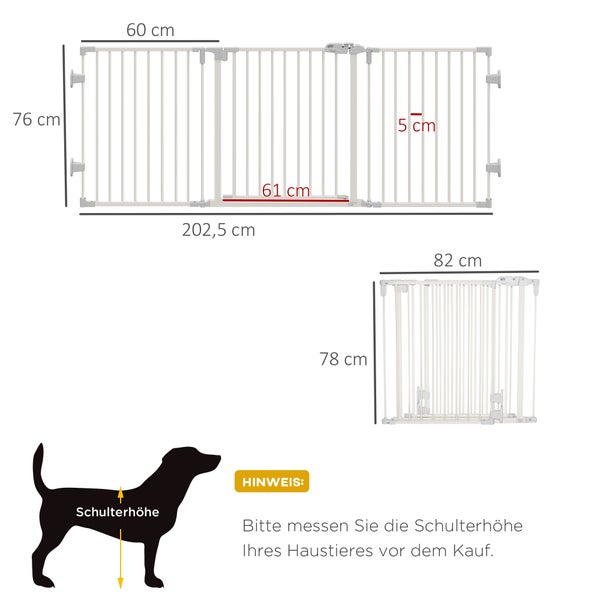 PawHut Hunde Absperrgitter, 202,5L x 2T x 76H cm, Stahl, Kunststoff, Weiß