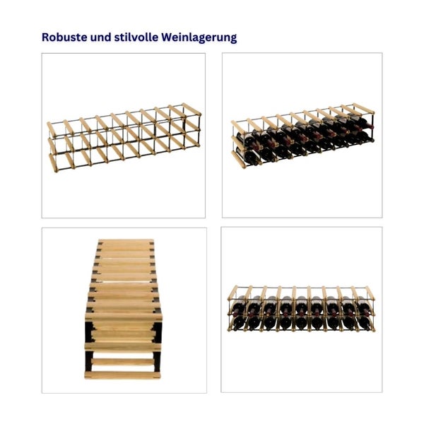 PROREGAL Modulares Weinregal Vinotega Mod Metal HxBxT 22,5 x 92,5 x 24,5 cm 9 x 2 Flaschen Massives Kiefernholz Braun Geölt
