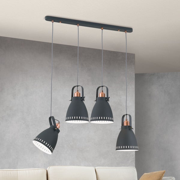 Hängeleuchte Theke 72 cm x 17 cm Schwarz 4 x E27