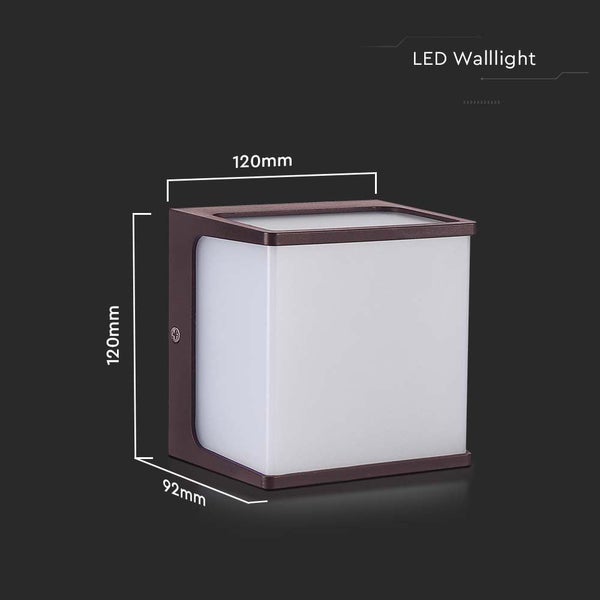 V-TAC VT-708 - LED-Wandleuchten - Quadratische Außenleuchten - IP65 - Braunes Gehäuse - 8