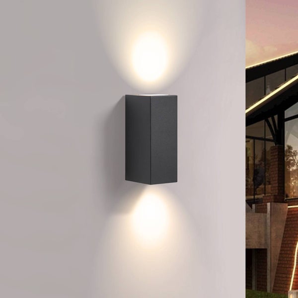 PRIOS Wandleuchte außen Tetje (Modern) in Schwarz aus Aluminium (2 flammig, GU10) - Außenwandleuchten Wandlampe Led Außenlampe Outdoor für Außenwand/Hauswand Haus Terrasse & Balkon