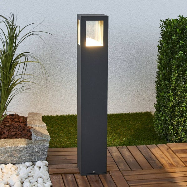 Lucande LED Außenleuchte Nicola (spritzwassergeschützt (Modern) in Schwarz aus Aluminium (1 flammig, ) - Wegeleuchte Pollerleuchte Wegelampe Sockelleuchte