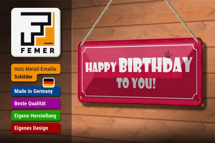 Blechschild Spruch 27x10cm Happy Birthday to you Dekoration