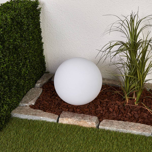Lindby LED Solarkugel aussen 30cm, mit Erdspieß Solarlampe Leuchtmittel Solarleuchte Garten Gartenleuchte solar IP44 Tageslicht (6.500K)
