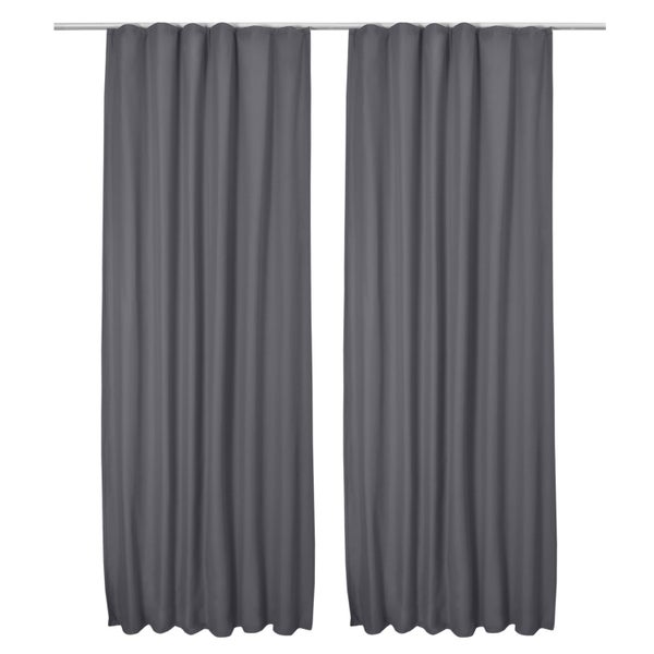 Beautissu Amelie TK Vorhang mit Kräuselband 140x245cm Anthrazit (2tlg)