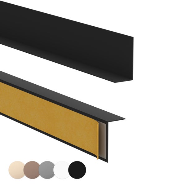 Kunststoff-Abschlussprofil mit Klebeband in Schwarz