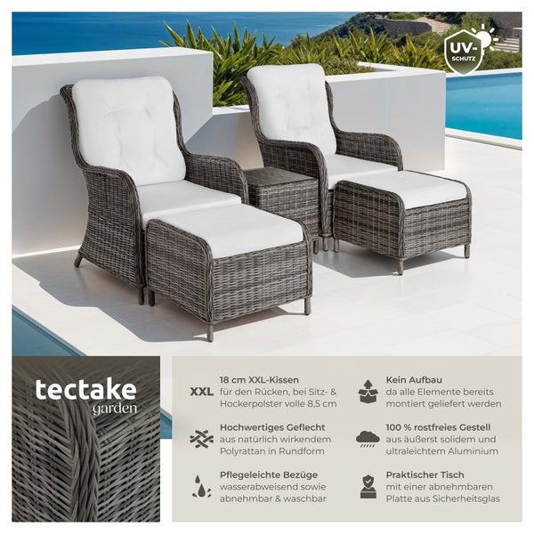 Gartenlounge-Set mit Tisch und UV-Schutz