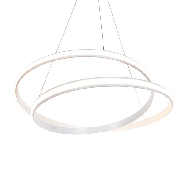 Hängeleuchte mit zwei runden, ineinander verschlungenen Elementen