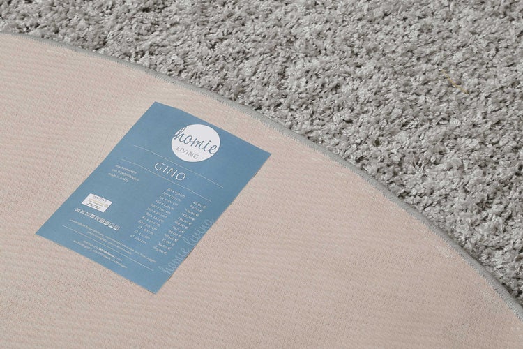 Teppich Rund Hellgrau Hochflor Gino  Homie Living 200 cm rund