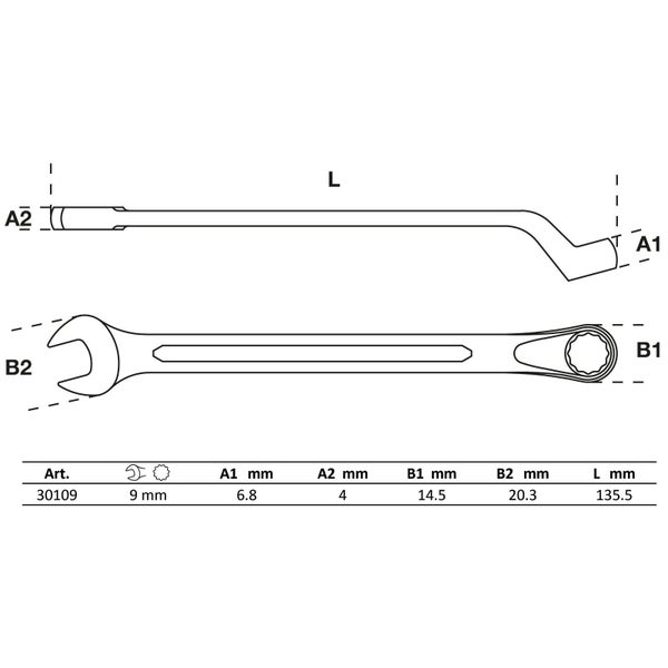 BGS Maul-Ringschlüssel gekröpft SW 9 mm - 30109