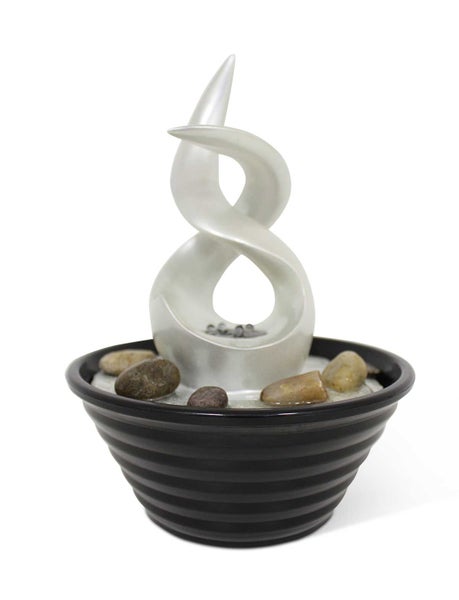 Design LED Zimmerbrunnen Tischbrunnen FoTwist perlmutt & schwarz 10750