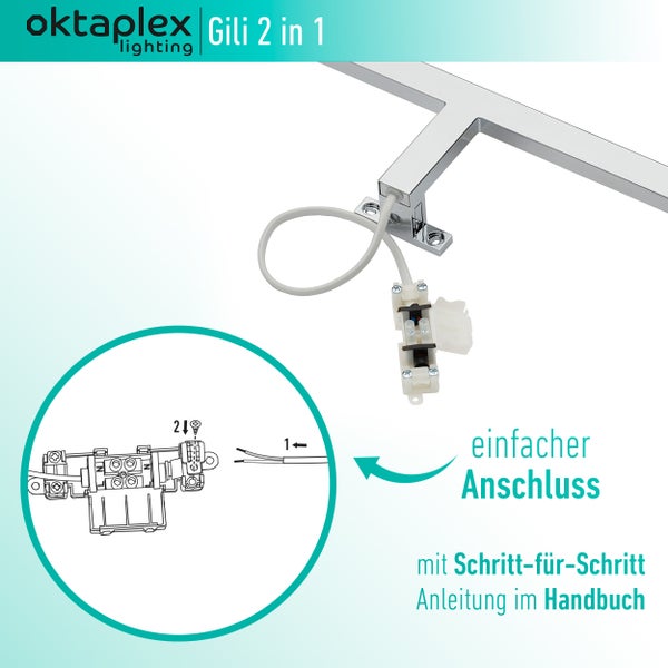 LED Spiegellampe 30cm 2in1 Montage 6500K Kaltweiß 5W 350lm Chrom Bad Spiegelleuchte