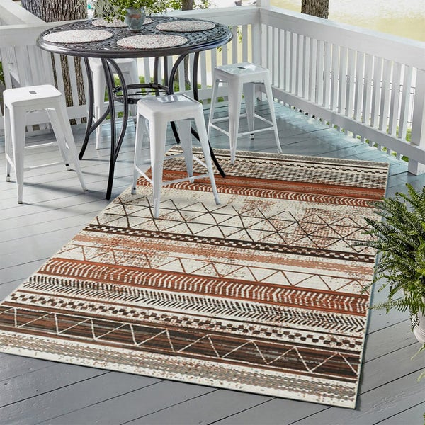 FLOORDIREKT Outdoorteppich - Wetterbeständiger Außenteppich - Rebel - Braun - 80 x 150 cm