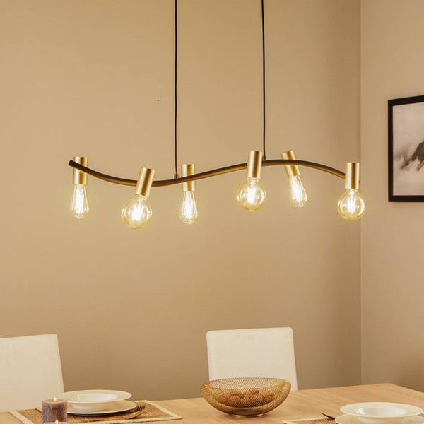 Lindby Pendelleuchte Anito (Design, Modern) in Schwarz aus Metall (6 flammig E27) - Deckenlampe Esstischlampe Hängelampe Hängeleuchte Wohnzimmerleuchte