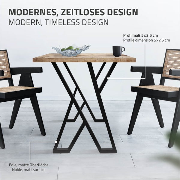 ML-Design 2 Stück Tischbeine 50xH71cm, Tischkufen X-Form, aus Stahl pulverbeschichtet, Schwarz, Industriedesign, Kufengestell für Esstisch/Schreibtisch, Tischgestell, Metall Möbelfüße für DIY-Projekte