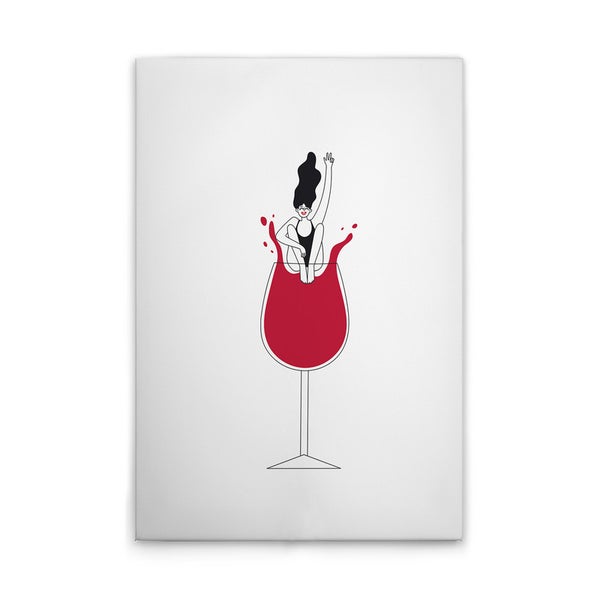 Leinwandbild mit Illustration einer Frau in einem Weinglas