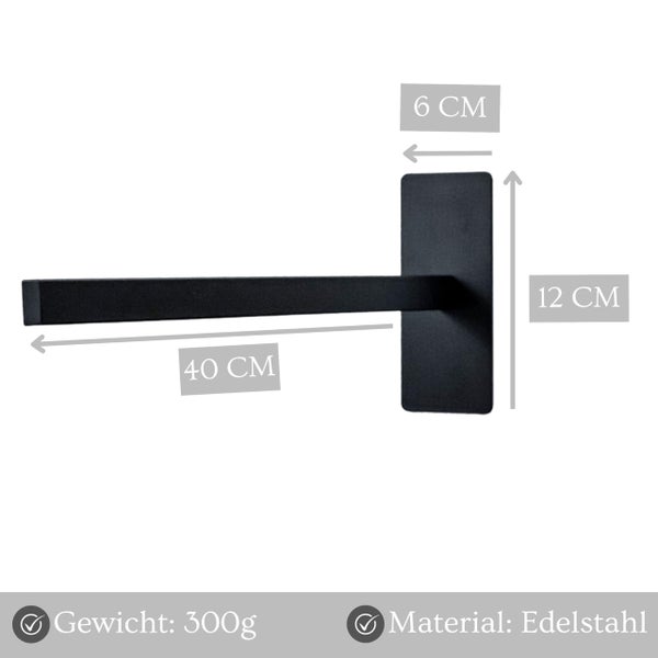 Handtuchhalter aus Edelstahl, 40 cm lang, 12 cm hoch, 6 cm breit, Gewicht 300 Gramm