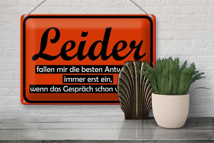 Blechschild Spruch 30x20cm Leider fallen besten Antworten