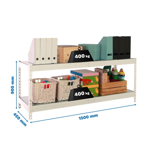 PROREGAL Schwerlastregal Mini Metal Yeti Two HxBxT 90x150x45 cm Fachlast 400 kg Weiß