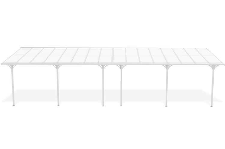 Angebaute Pergola/Carport 30m² KLEO 1000L300 Aluminium Weiß