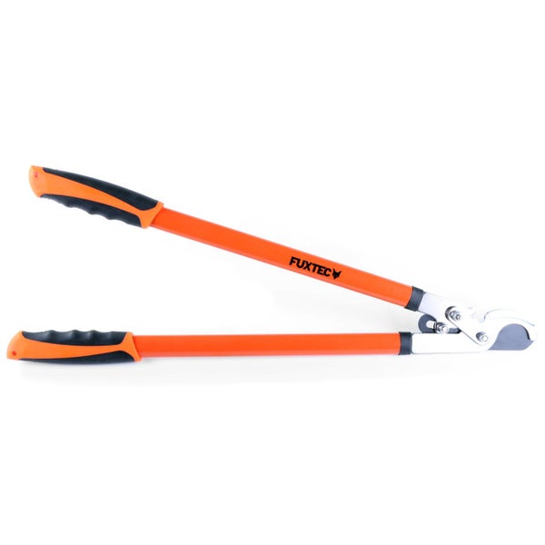 FUXTEC Bypass-Astschere mit ergonomischen Griffen in Orange und Schwarz.