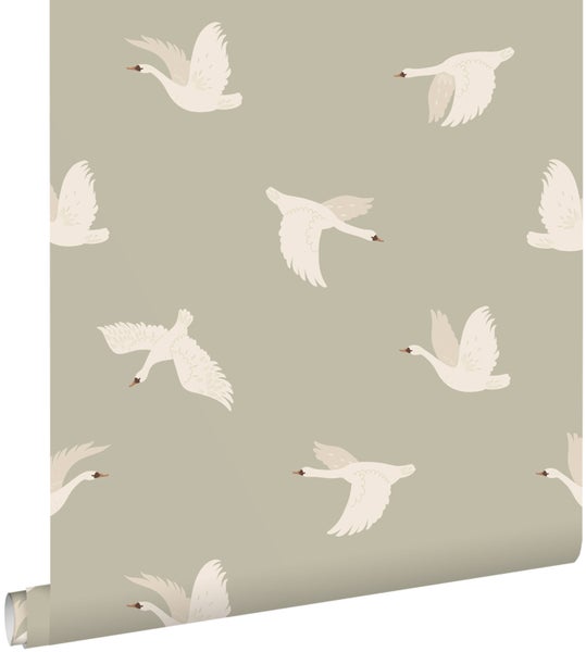 Tapete mit fliegenden Schwänen Muster