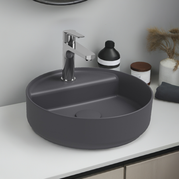 Isvea Waschbecken Rund Aufsatzwaschbecken Badezimmer Anthrazit