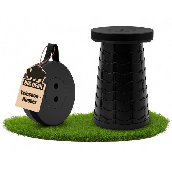 Big Dean Teleskophocker, zusammengeklappt und ausgezogen