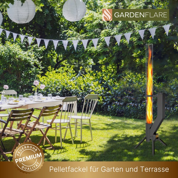 Brennender Ofen mit Glaszylinder und Dreibein