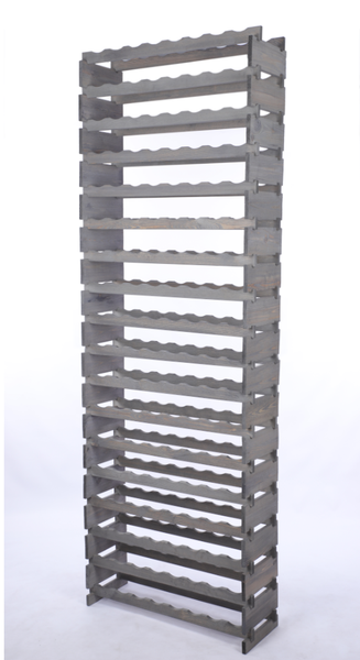 Weinregal VINOTECA FLEX PRO HxBxT 247x84x28cm 144 Flaschen auf 18 Ebenen Massives Kiefernholz Grau