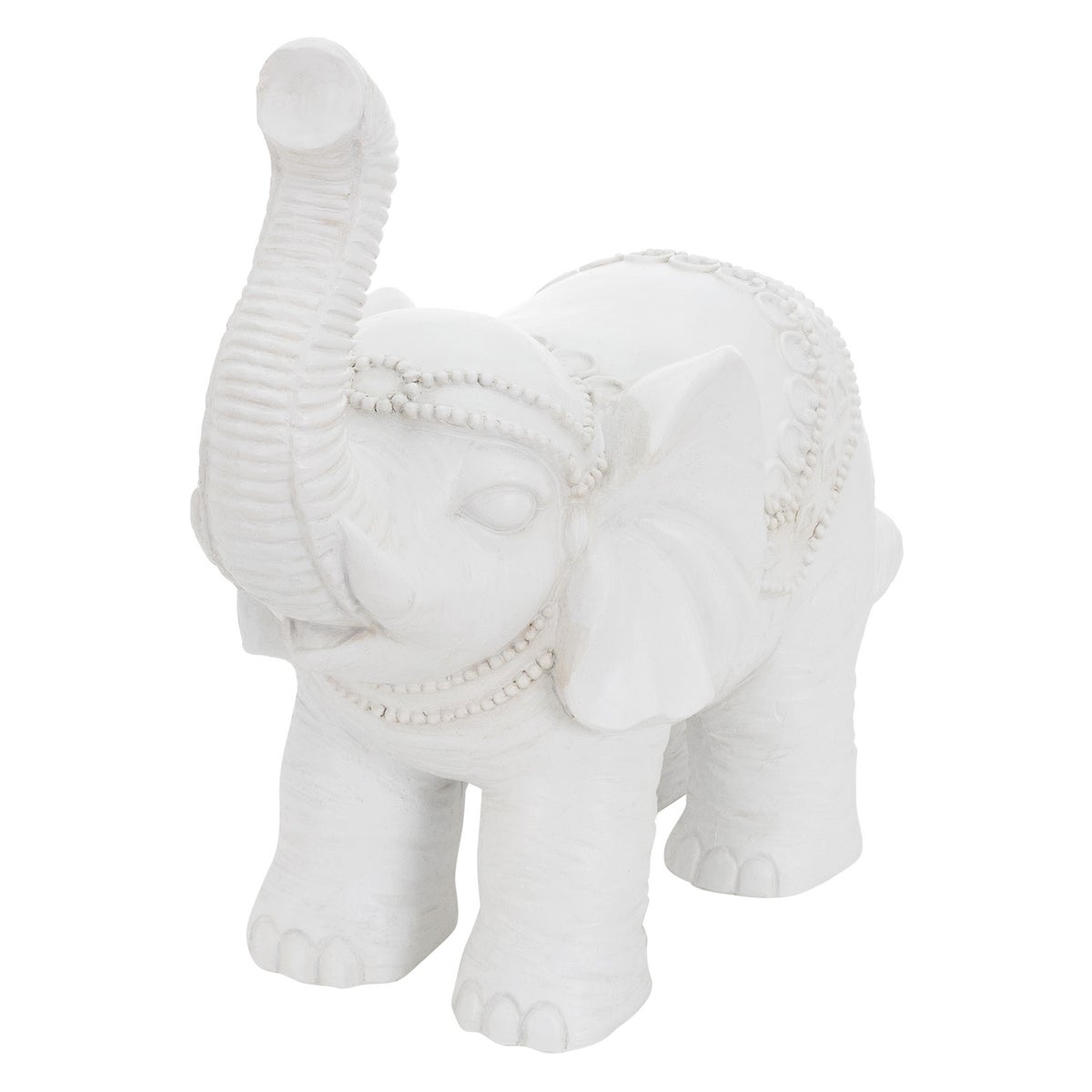 ML-Design Deko Figur Elefant Weiß 36x19x39 cm, Orientalische Finish, witterungsbeständig, für Innen &amp; Außen, Glückselefant Statue als Geschenk, Feng Shui Skulptur, Reichtum Figur, Gartendeko Raumdeko