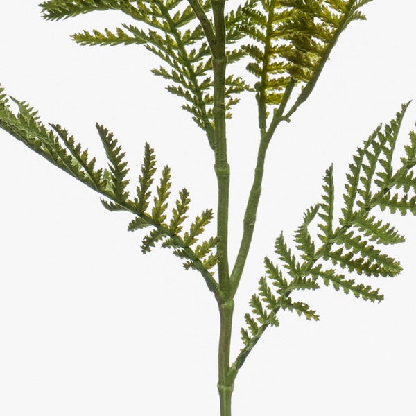 Künstlicher Strohblumen-Zweig mit rosa Blüten, gelber Mitte und grünen Blättern für die Dekoration.