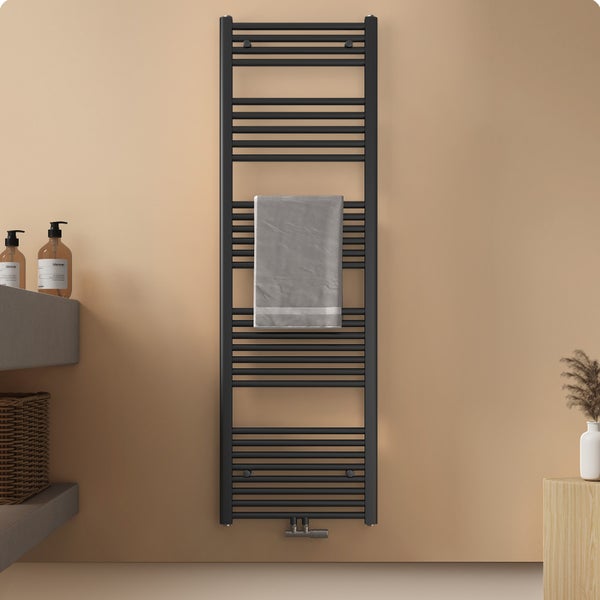 EMKE Badheizkörper Handtuchtrockner Handtuchwärmer 50x160cm, 690 Watt Anthrazit Bad-Heizkörper Mittelanschluss