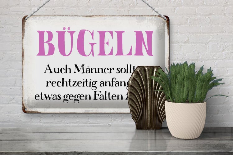 Blechschild Spruch 30x20cm Bügeln auch Männer sollten