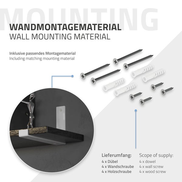 ML-Design 4 Stück Regalhalterung 25x4x14 cm, Weiß, aus Metall, 10 Zoll Regalhalterungen, Industrielle Regalwinkel, Regalträger für Wandmontage, 90 Grad Wandhalterung, L-Form Wandregal, inkl. Schrauben